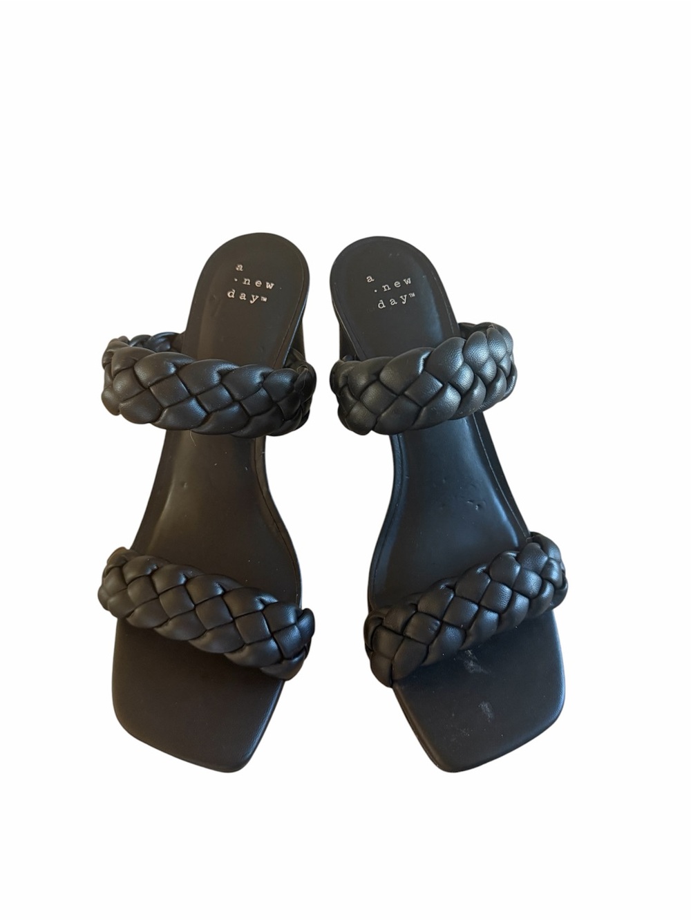 a new day Black Braided Double-Strap Slide Sandals